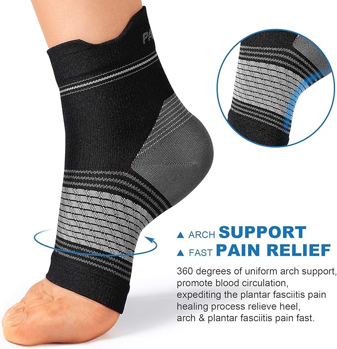 Plantar Fasciitis Sock (6 Pairs) for Men and Women, Compression Foot Sleeves with Arch and Ankle Support (Black, Nude, Navy, Large)