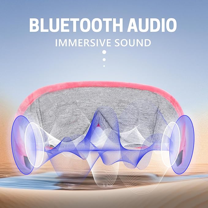 Sleep Mask with Bluetooth Headphones 3D Contour Sleeping Headphones 5.4 Wireless Bluetooth, Ultra-Thin Stereo Speakers Blackout Eye Masks for Men Women Travel Sleep