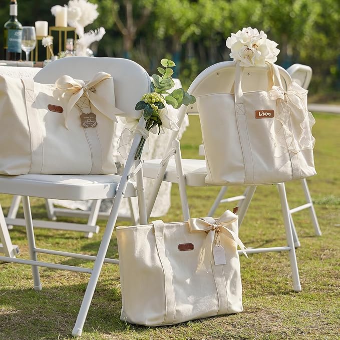 AW BRIDAL Monogram Canvas Tote Bag for Chrismas, Bridal Shower, Retirement, Birthday Gifts for Women Mom Wife Sister Friends