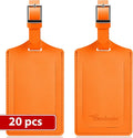 Travelambo Luggage Tags for Suitcases Faux Leather Privacy Protection 20 Pack Bag Tags Travel Accessories Essential, Hot Orange