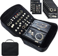Meneng Travel Jewelry Case Organizer: Jewelry Bags Storage Book Binder with Adjustable 130-Pin Panels - Waterproof Anti Tarnish Storage for Earrings, Bracelets & Full Sets, Portable for Bloggers
