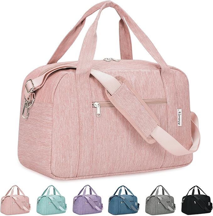 Narwey 18" Carry on Bag Underseat for Airplane with Wet Pocket Spirit Airlines Personal Item Bag Travel Duffel Bag Small Gym Bag Weekender Overnight for Women and Men (Pink)