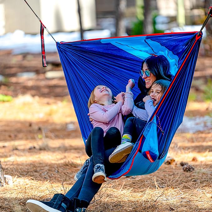 Grand Trunk ROVR Hanging Hammock Chair – Superlight & Packable with 10’ Suspension Straps, Durable Parachute Nylon for Camping, Backyard, & Travel – Navy/Ocean Blue