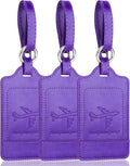 Teskyer Luggage Tags, 3 Pack Premium PU Leather Luggage Tags Privacy Protection Travel Bag Labels Suitcase Tags