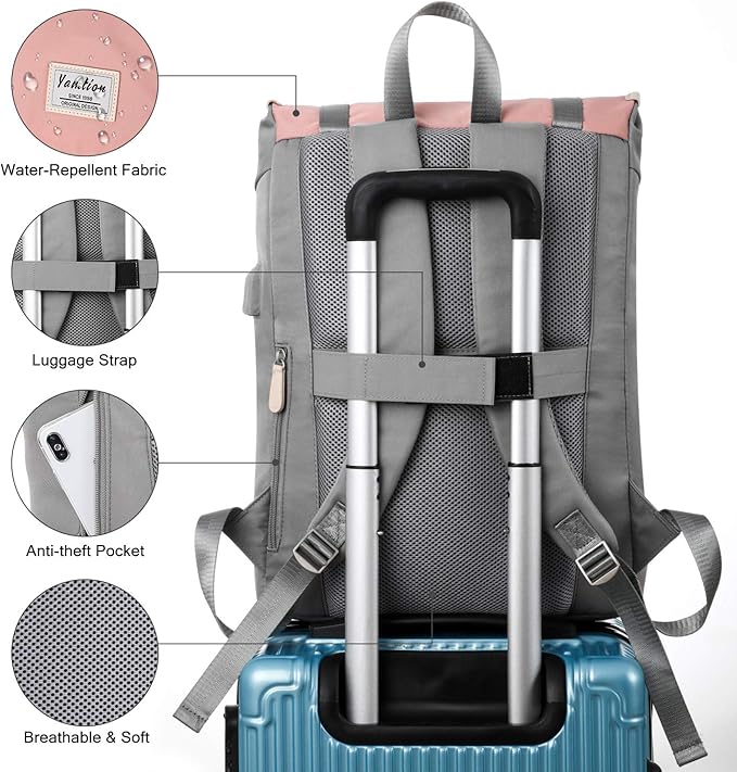 17 Inch Women Backpack School Bags for Teen Girls,College Student Bookbag Computer Backpack with USB Charging Port