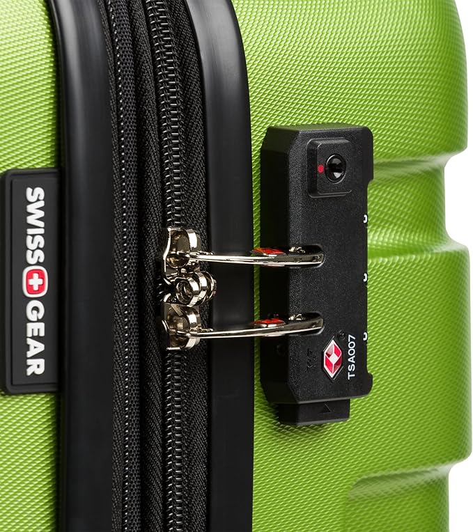 SwissGear 7366 Hardside Expandable Luggage with Spinner Wheels, Green, Checked-Medium 23-Inch