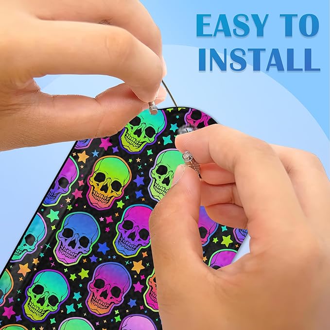 Neon Bright Human Skulls 2 PCS Luggage Tags, Privacy Cover ID Label with Stainless Steel Loop and Address Card for Travel Bag Suitcase