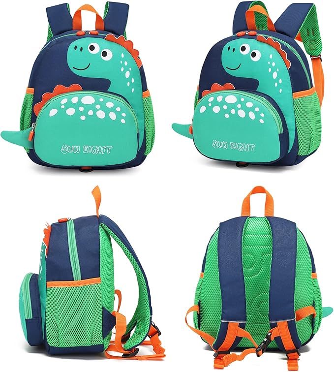 SUN EIGHT Toddler Backpack for Girls Kids Backpack Cute 3D Cartoon School Bag for Baby Boy Girls 1-5 Years Baby Backpack (Dinosaur)