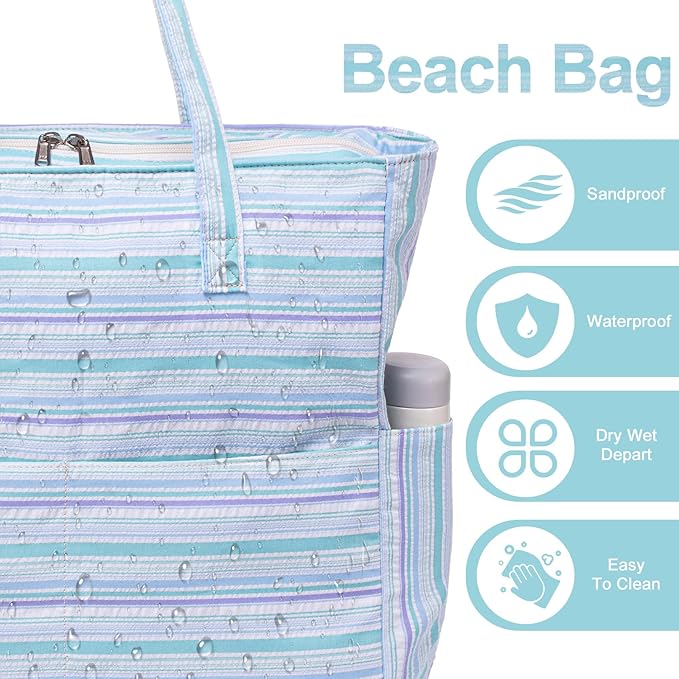Waterproof Beach Tote Pool Bags for Women Ladies Extra Large Gym Tote Carry On Bag With Wet Compartment for Weekender Travel