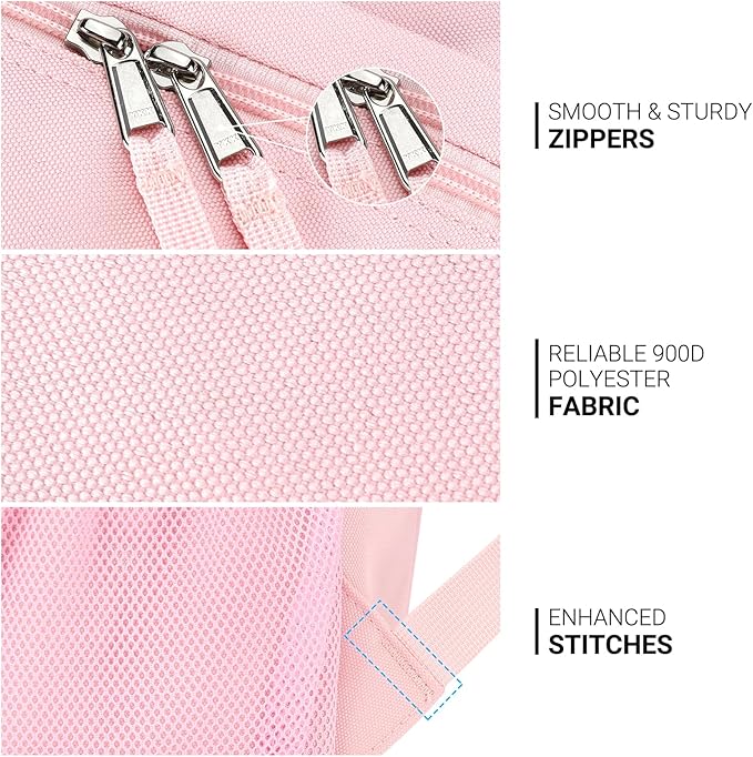 ZORFIN 26L Backpack for College, and Travel: Water Resistant Bookbag - Pink