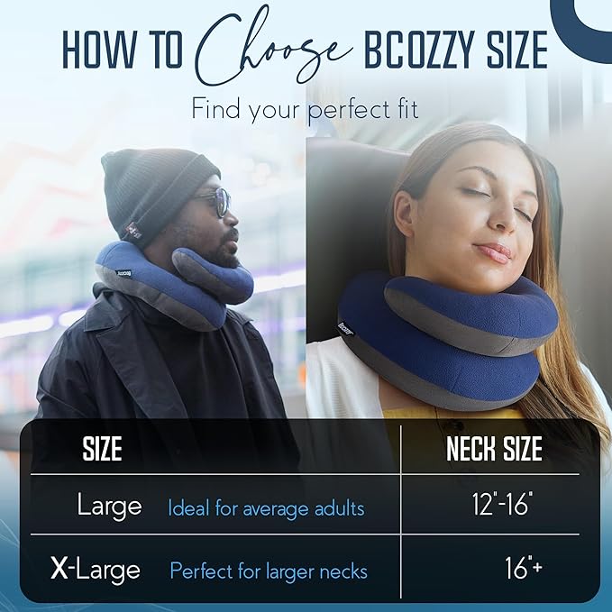 BCOZZY Neck Pillow for Travel Provides Double Support to The Head, Neck, and Chin in Any Sleeping Position on Flights, Car, and at Home, Comfortable Airplane Travel Pillow, Leopard