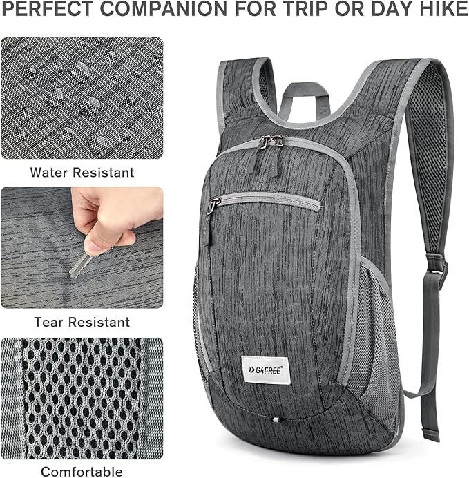 G4Free 10L/15L Hiking Backpack Lightweight Packable Hiking Daypack Small Travel Outdoor Foldable Shoulder Bag