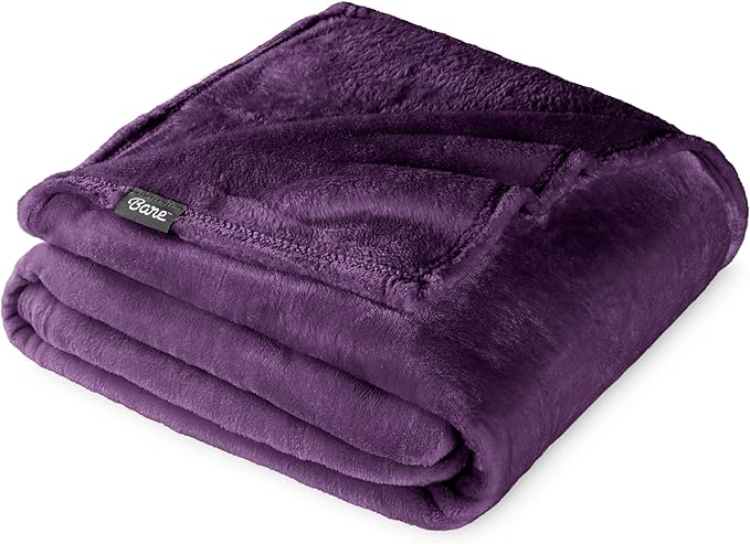 Bare Home Fleece Blanket - King Size - Ultra-Soft Lightweight for Bed, Sofa, and Couch - Luxury Microplush - Cozy Warm Blanket (King, Plum)
