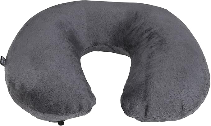 Lewis N. Clark Compact Portable Adjustable and Inflatable Cervical Neck Pillow for Travel, Gray, One Size