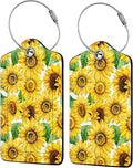 Blooming Sunflowers 2 Pcs Luggage Tags,Privacy Cover ID Label with Stainless Steel Loop and Address Card for Travel Bag Suitcase