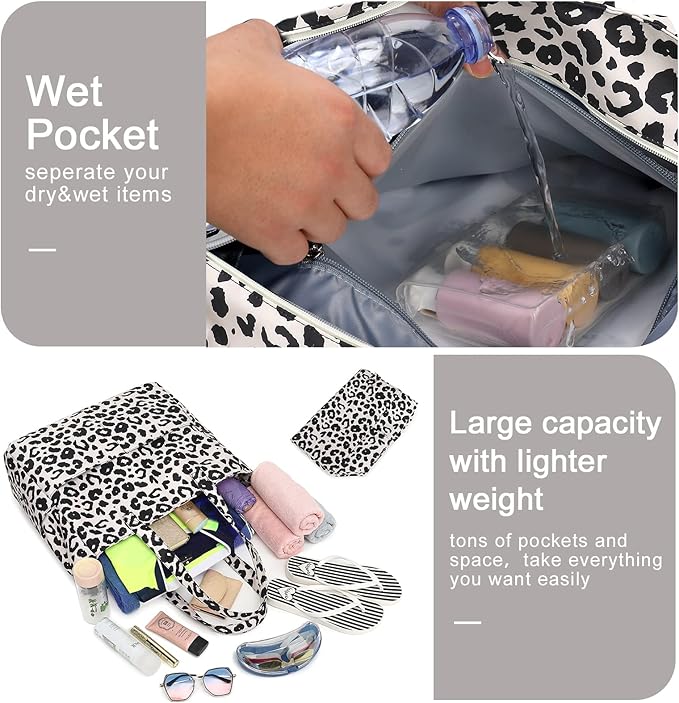 Waterproof Beach Tote Pool Bags for Women Ladies Extra Large Gym Tote Carry On Bag With Wet Compartment for Weekender Travel