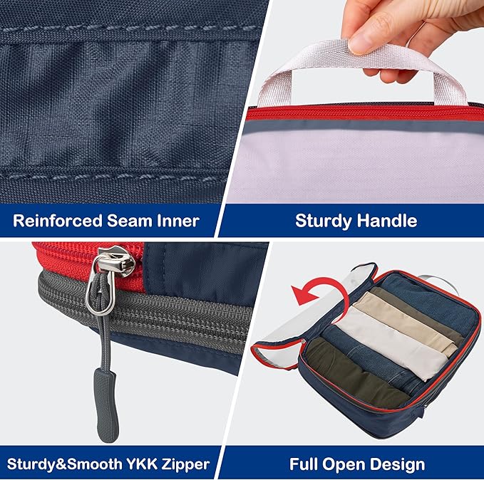 Cipway Compression Packing Cubes Mesh, Lightweight Luggage Organizer Bags with Laundry Bag,Toiletries Bag and Shoe Bag, Travel Essentials for Carry on Suitcase（8Pcs,Blue）