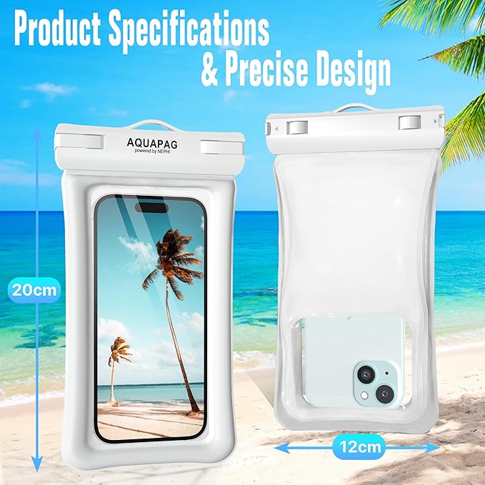 NEPHI IP68 Waterproof Phone Pouch -Up to 8.0"，Adjustable Neck Lanyard Floating Waterproof Phone Case for iPhone,Phone Dry Bags for Vacation Beach Pool Travel Essentials (Assorted Colors 4 Pack)