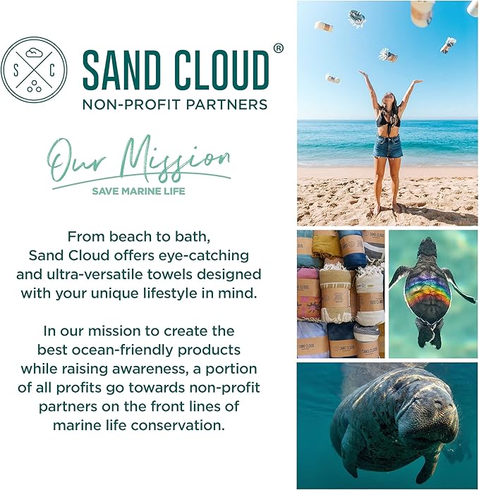 Sand Cloud Turkish Beach Towel - Sand Proof - 100% Certified Organic Turkish Towel - Quick Dry Towel for Beach, Blanket or Bath Towel - As Seen on Shark Tank - Mandala Sea Turtle Green…