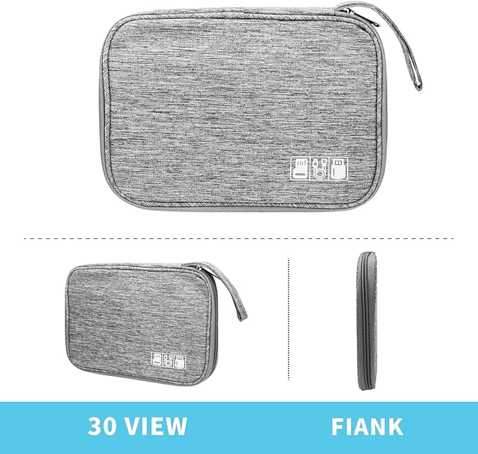 Electronics Organizer Travel Case,Electronic Accessories Storage Bag,Portable Waterproof Cable Organizer Bag,Travel Cord Organizer Bag for Small Charging Cord Storage,Cables,SD Card (Grey)