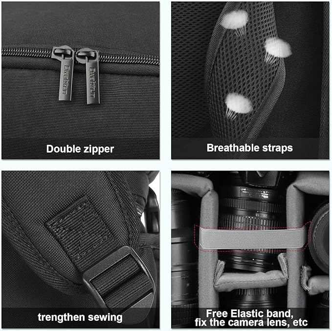 Cwatcun Camera Backpack Trolley Case Bag with Tripod Holder Anti-Theft Waterproof Camera Bag fits 15.6' Laptop for Canon Nikon Sony DSLR SLR Camera for Women Men Photographer