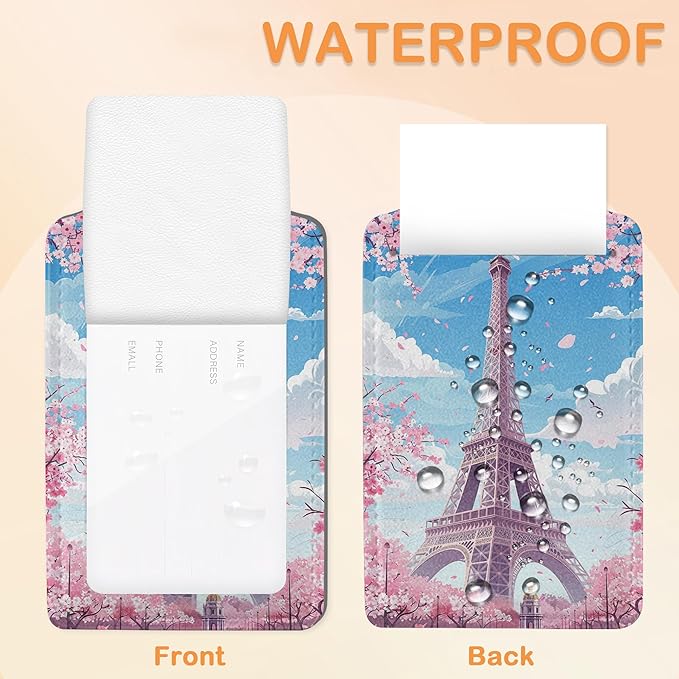Eiffel Tower Sakura 3 Pack Luggage Tags for Suitcases, Take Me to Paris PU Leather Luggage Tag for Travel, Bag Tags with Privacy Name ID Card and Steel Loop for Women Men