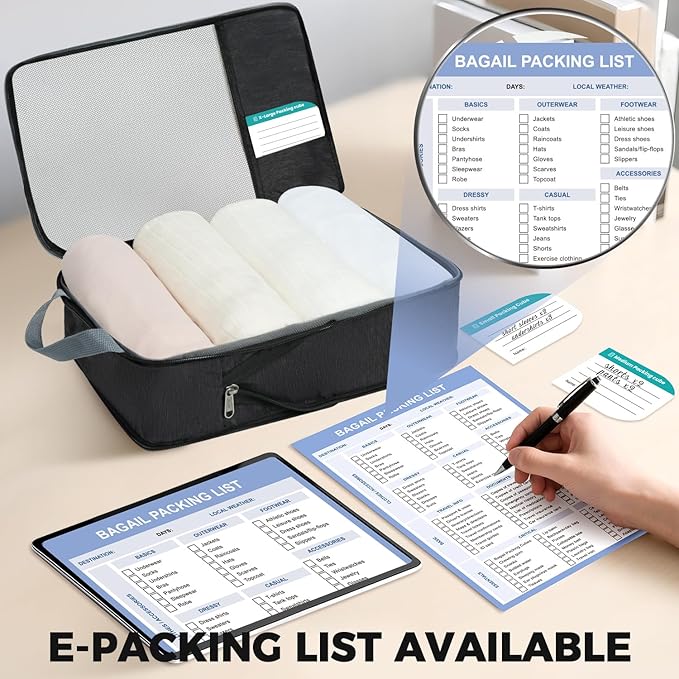 BAGAIL 6 Set/4 Set Lightweight Compression Packing Cubes for Travel, Anti-Tearing Expandable Organizer Bags for Suitcase