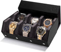 Napa Leather Watch Case for Men - Watch Roll Storage Organizer & Watch Display - Six Slot Luxury Watch Box for Home or Travel - Mens 6 Watch Holder Case (Black Charcoal)