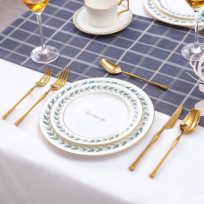 20-Piece Gold Silverware Set for 4,Modern 18/10 Stainless Steel Flatware Set,Unique Rustic Cutlery Utensils Set,Spoon and Fork Set for Home, Restaurant,Wedding,Mirror Polished,Dishwasher Safe