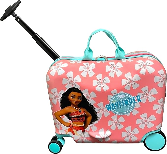 Fast Forward Ride-On 18" Suitcase For Kids/Tow-Along Toddler Carry-On Luggage With Wheels (Moana)