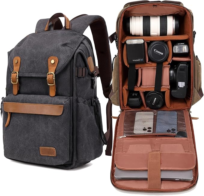 Camera backpack ; Professional UAV Camera bag ;Backpack Large Capacity Photography Canvas backpack camera bag（grey）