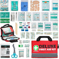 380 Pieces Deluxe First Aid Kit Compact Trauma Medical Kits with Assorted Bandages, Instant Cold Pack, Emergency Blanket for Home, Travel, Camping, Vehicle, Emergency Kits(Red)