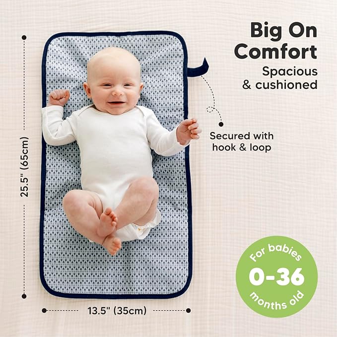 KeaBabies Portable Diaper Changing Pad, Easy Wipe Clean - Foldable Waterproof Baby Changing Mat for Diaper Bag, Compact, Lightweight, 25x13 Baby Changer Travel Essential, Machine Washable (Planets)