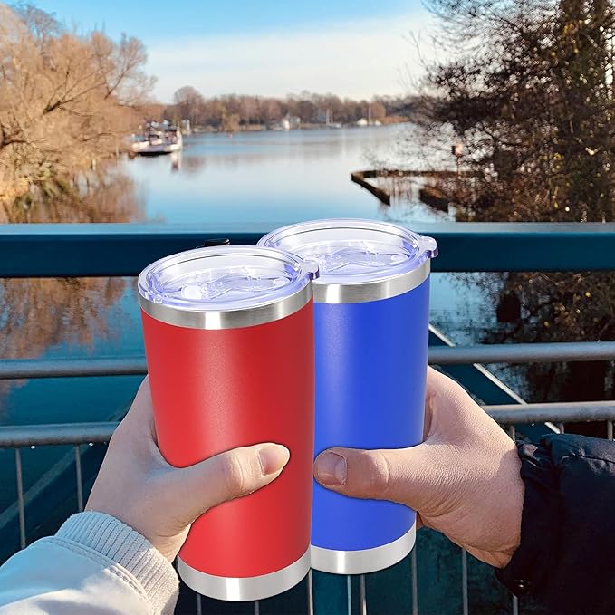 20oz Tumbler Stainless Steel Tumbler Cup with Lid Vacuum Insulated Double Wall Travel Mug, Durable Powder Coated Travel Coffee Tumbler Mug for Hot & Cold Drinks, Dark Blue,1 Pack