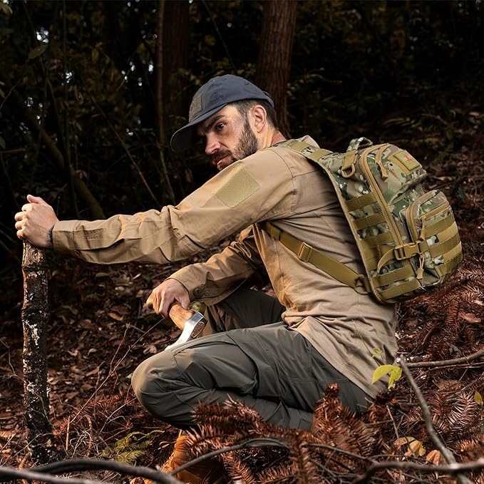 15L Tactical Crossbody Sling Bag | Everyday One Shoulder Backpack Fit 12 Inch Laptop, Molle, Daily Use, Travel, Hiking (Camo)