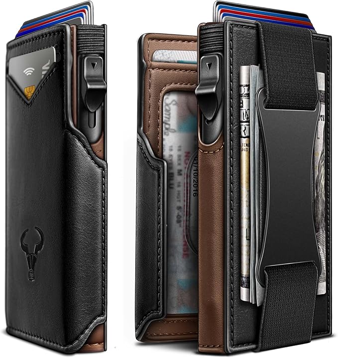 BULLIANT Men Wallet Gift Boxed,Slim Front Pocket Wallet Money Clip Card Holder 3.8"x2.7",Pop-up Access