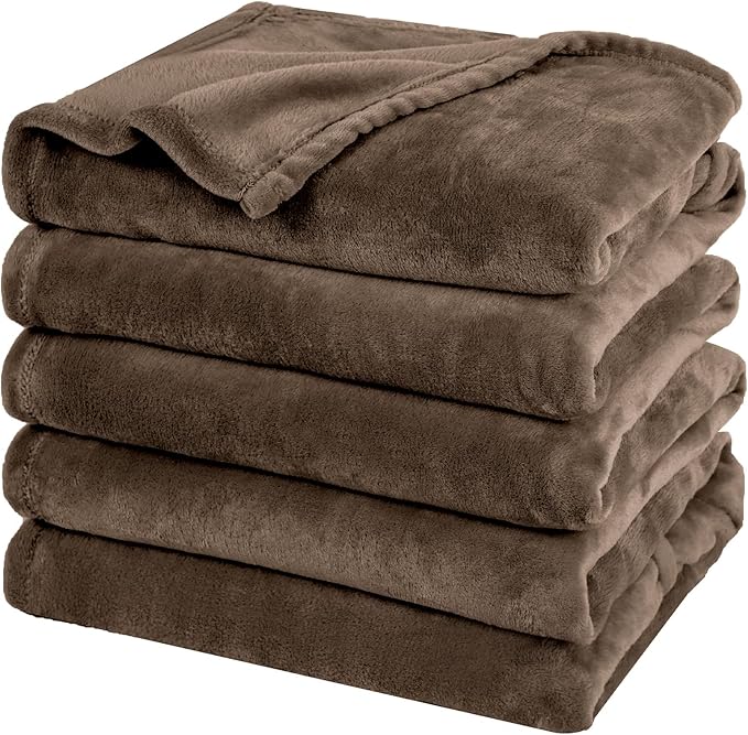 PHF Oversized King Fleece Blanket 120"x120", No Shed No Pilling Big Soft Blanket, Extra Large 10'x 10' Lightweight for Bed, Sofa Travel and Camping, Suitable for All Season, Cocoa Brown