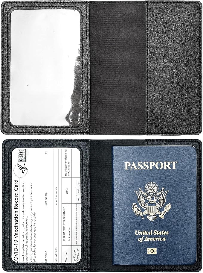 2 Pack Passport covers and Vaccine Card Holder PU Leather Passport Wallet Vaccine Case Protector Slot Travel Passport Wallets for Women & Men (Color 6)