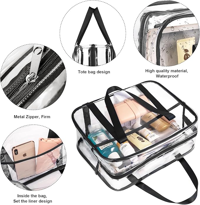 Clear Toiletry Bag Thick Transparent Cosmetic Bag Waterproof Makeup Artist Large Bag Diaper Case Luggage Organizer Storage Easy Clean Large
