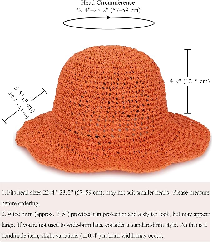 Womens Wide Brim Straw Sun Hat Foldable Floppy Crochet Beach Hat for Summer