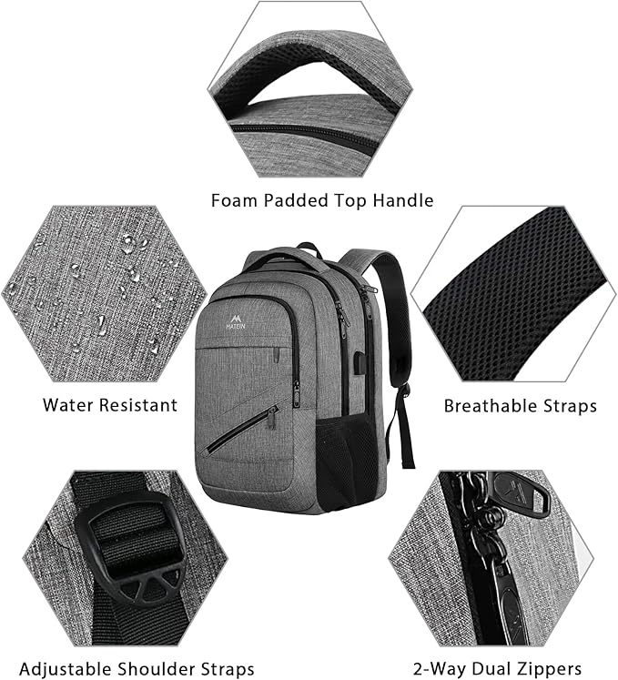 MATEIN 18 Inch Laptop Bookbag, 50 L Extra Large School Laptop Backpack with Luggage Strap and TSA Laptop Compartment for Men Women, Waterproof Carry On Computer Bag for Students Teachers, Grey