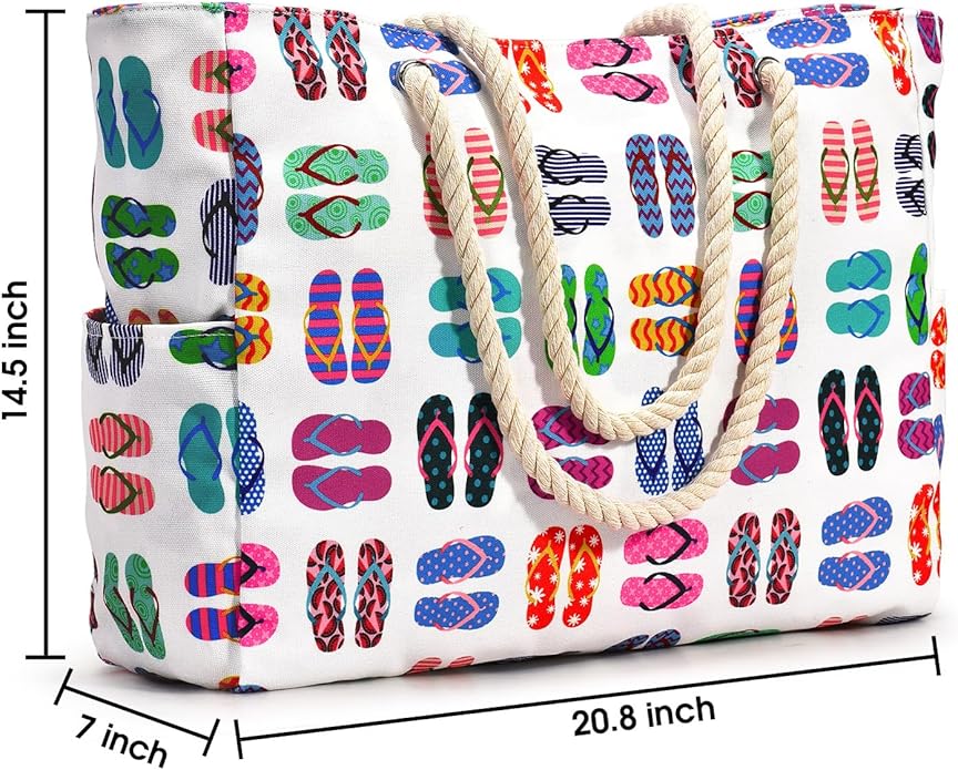 Becokan Beach Bags for Women Large Waterproof Beach Tote Bag Zipper Beach Bags Waterproof Sandproof Swim Pool Bag Large Tote