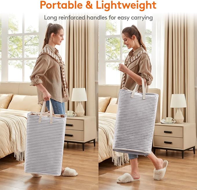 Lifewit Laundry Hamper Large Collapsible Laundry Baskets, Freestanding Waterproof Clothes Hamper with Easy Carry Handles in Laundry Room Bedroom Bathroom College Dorm for Adults, Gray, 65L