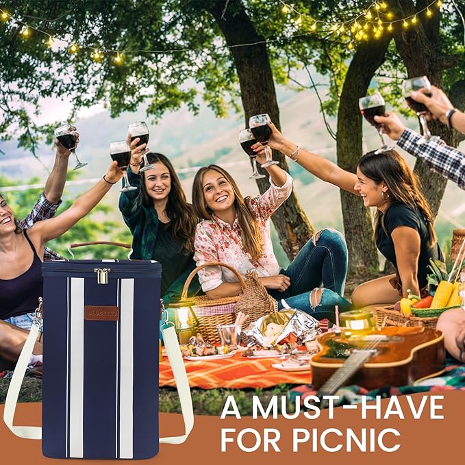 2-Bottle Insulated Wine Carrier Tote - Leakproof Padded 900D Oxford Wine Cooler Bag for Travel, Picnics, Beach & Parties - Ideal Wine Gift for Wine Lovers