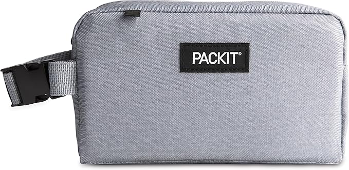 PackIt® Freezable Snack Box, Gray Fog, Built with ECOFREEZE® Technology, Collapsible, Reusable, Zip Closure with Buckle Handle, Designed For Work Snacks, Fresh Snacks On the Go, Adults, and All Ages