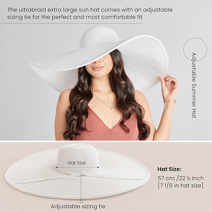 San Diego Hat Company Women's Ultrabraid X-Large Brim Hat, Adjustable Sun Hat with UPF 50+