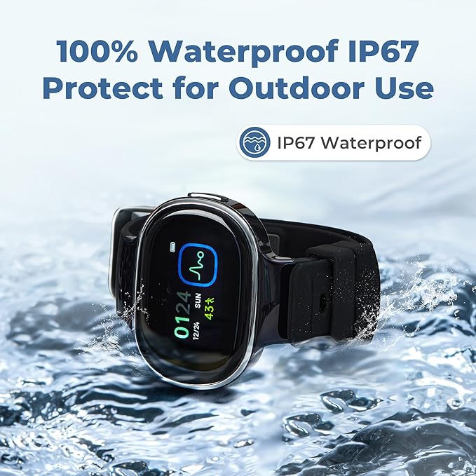 EmeTerm Smart FDA-Cleared Anti-Nausea Wristwatch Touchscreen IP67 Waterproof Morning Motion Sickness Relief Rechargeable Fast Acting Drug Free (2 Pack Black with Extra Gel)