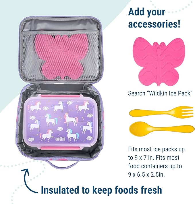 Wildkin Kids Insulated Lunch Box – Durable and Reusable for School & Travel - Pink Giraffe