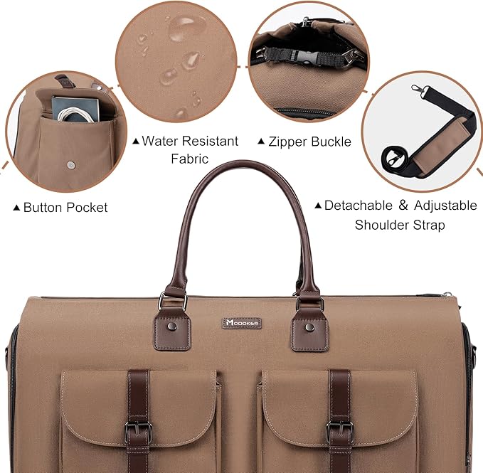 Modoker Garment Convertible Weekender Bag,Carry on Canvas Garment Duffle Bag Heavy Duty Overnight Bags for Men Women