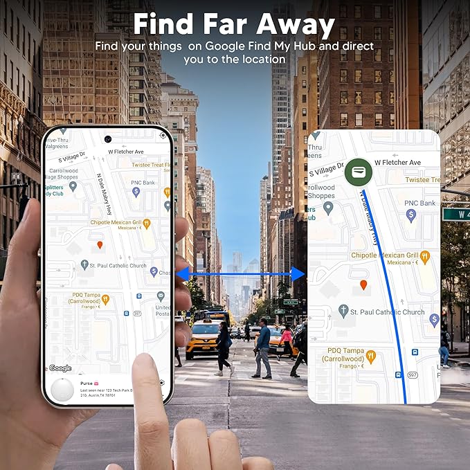 Air Tracker Tag for Android Smart Tag（Not for iOS）Air Tracker Tags-4 pack Android Work with Google Find Hub App Key Finder Bluetooth Tracker Item Locator for Purse, Keys, Luggage, Backpack, Pets，etc.